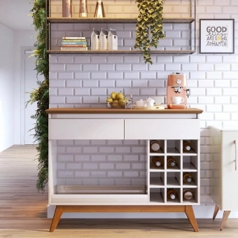 Aparador Buffet Gardenia com Adega para 12 Garrafas e Gaveta