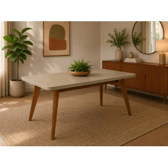Mesa de Jantar Pérola 6 Cadeiras Vidro 180 x 80 cm