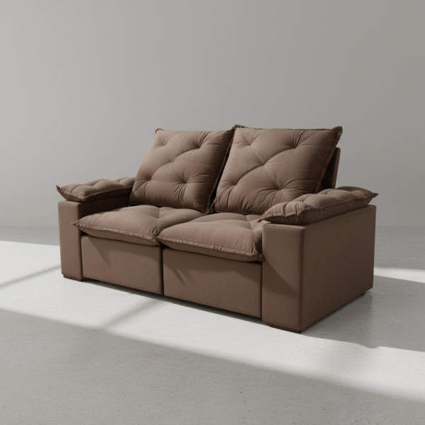 Sofá Retrátil e Reclinável Grécia com Pillow Top - Marrom
