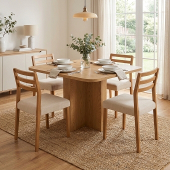 Conjunto Mesa Jantar Bosque 90x90 Nogal 4 Cad