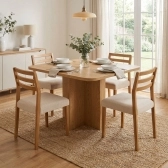 Conjunto Mesa Jantar Bosque 90x90 Nogal 4 Cad