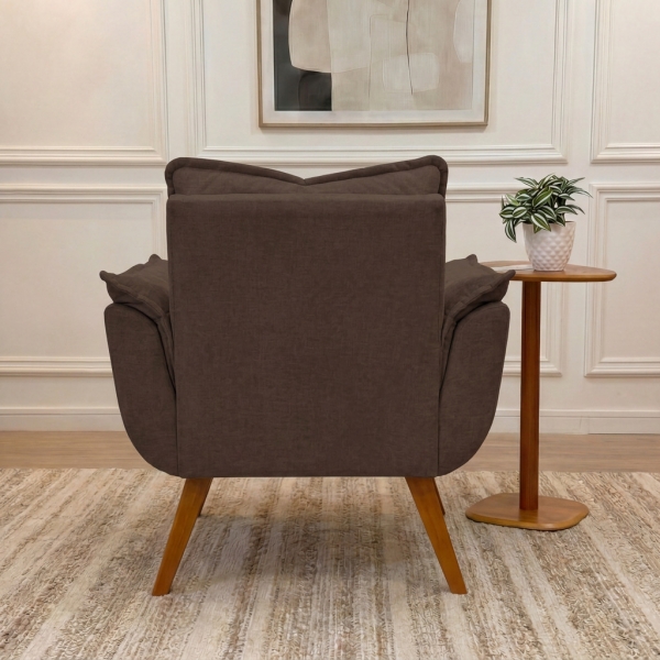 Poltrona Decorativa Opala com Molas e Espuma D28 - Jolie Marrom