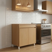 Balcão de Cozinha Simone Mendes 2 Portas 1 Gaveta 80cm em MDF - Carvalho