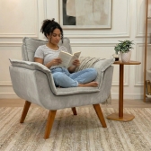 Poltrona Decorativa Opala com Molas e Espuma D28 - Jolie Cinza