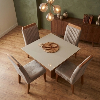 Mesa de jantar com 4 Cadeiras Diamante 100% MDF