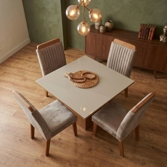 Mesa de jantar com 4 Cadeiras Diamante 100% MDF