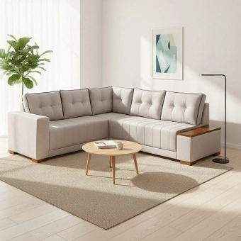 Sofá de Canto Agnes 236x236 cm com Assento D28 Soft