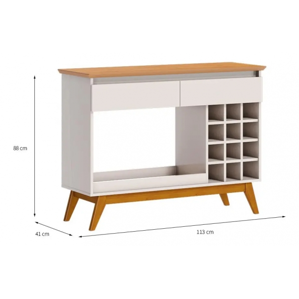 Aparador Buffet Gardenia com Adega para 12 Garrafas e Gaveta - Off White/Nature