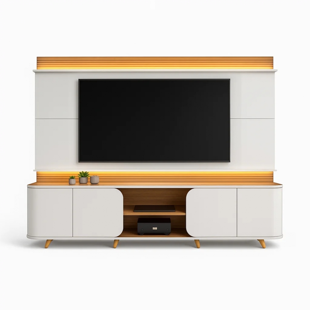 Home Theater para TV até 75 Polegadas em MDF 2.40m Jazz - Bali/Cedro