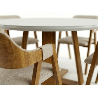 Conjunto Mesa de Jantar Topázio Redonda com 4 cadeiras