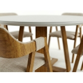 Conjunto Mesa de Jantar Topázio Redonda com 4 cadeiras