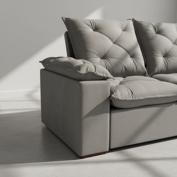 Sofá Retrátil e Reclinável Grécia com Pillow Top - Cinza