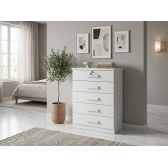 Cômoda Tulsa 5 Gavetas 100% MDF com Chave e Tampo 25mm - Branco