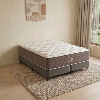 Conjunto Colchão Casal Vegas com Box Prime Palha