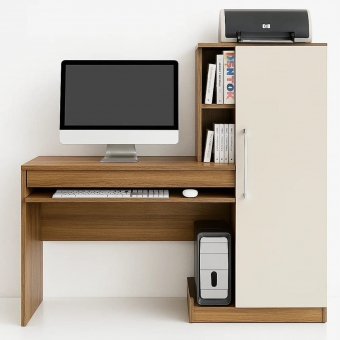 Escrivaninha Office com Armário Lateral e Chave