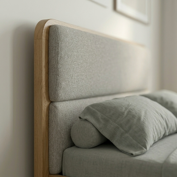Cama de Casal Moderni 1,51m Amêndoa Off White