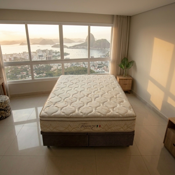 Conjunto Cama Box Baú Queen Firenze 158x198 Marrom