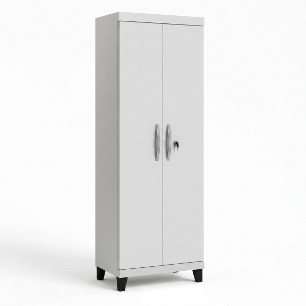 Armário Multiuso Asteca 2 Portas com Chave e 5 Prateleiras - Branco