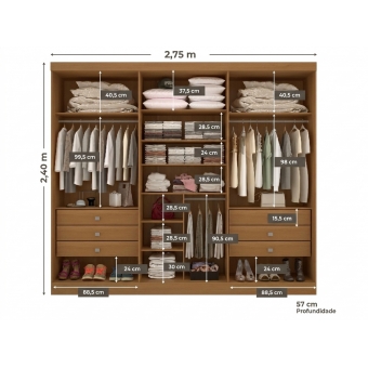 Guarda-Roupa Casal Detroit Plus 6 Portas