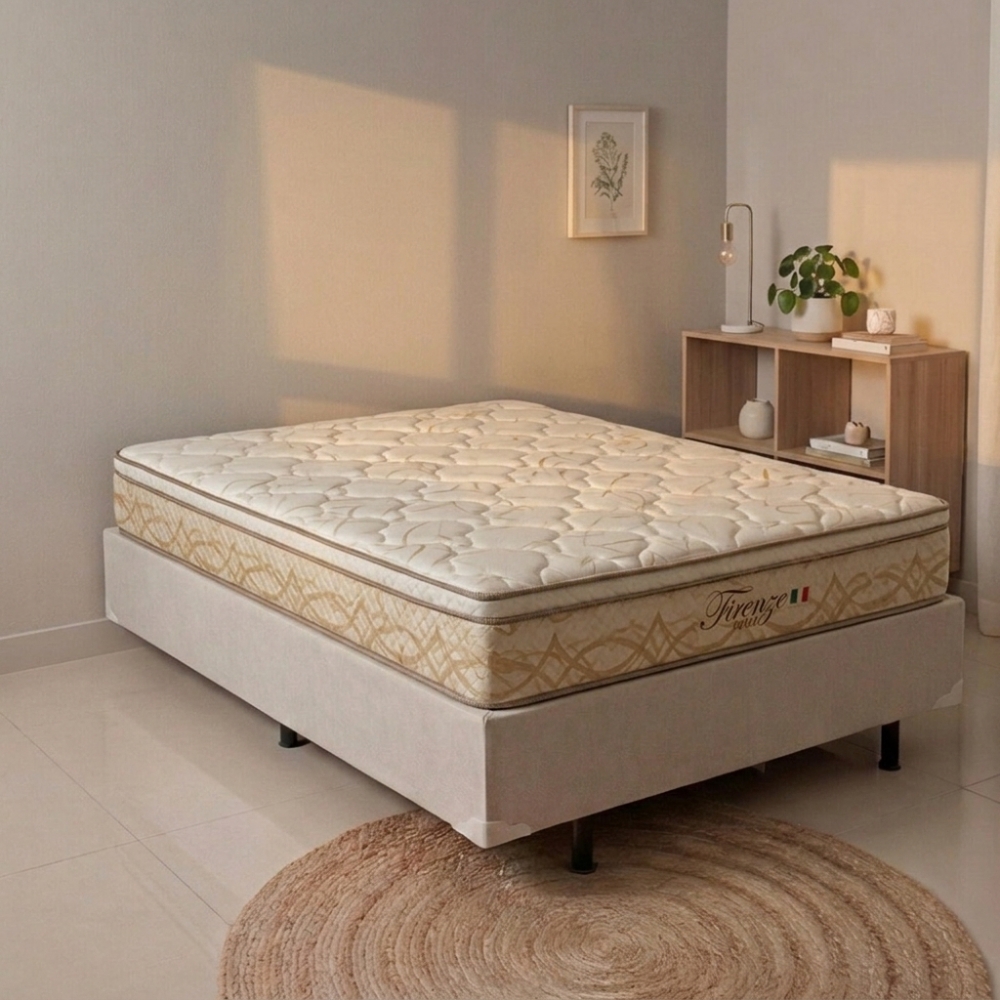 Conjunto Cama Box Casal Firenze 1.38X1.88 Palha