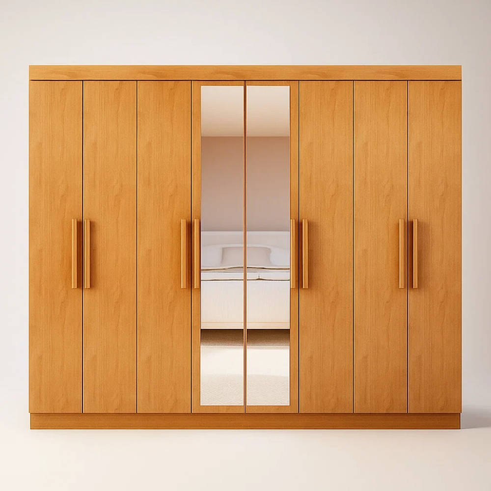 Guarda-Roupa Casal Bravo Easy Slim 8 Portas e 4 Gavetas - Amêndoa