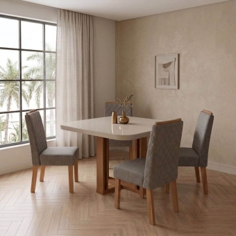 Conjunto Mesa de Jantar Segovia 0,90 com 4 Cadeiras Diva