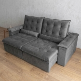 Sofá Retrátil e Reclinável Grécia com Pillow Top - Cinza