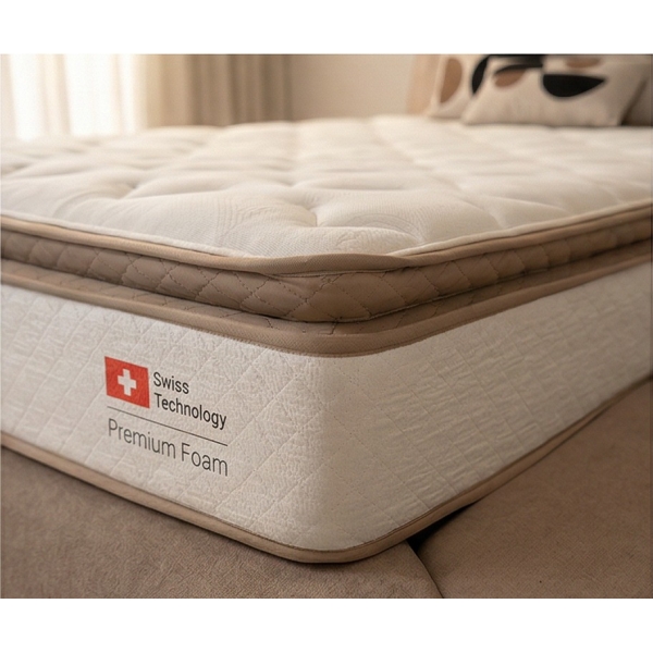 Colchão Queen de Molas Ensacadas com Pillow Top York - Bege