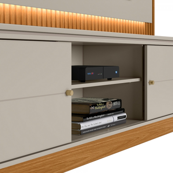 Home New Saragoça Painel Ripado com LED - Nature/Off White