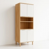 Paneleiro de Cozinha Pandora 100% MDF com Nicho para Micro-ondas - AMENDOA/OFF WHITE