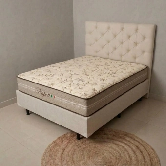 Conjunto Colchão Napoli com Base Box Prime Bege + Brinde