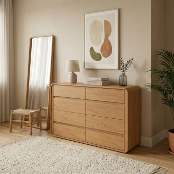 Cômoda 8 Gavetas Moderni 1,52m Amêndoa Clean