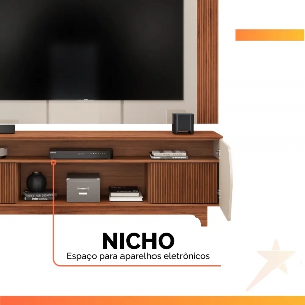 Rack com Painel Olga 1.83m para TV até 75 - Bali/Cedro