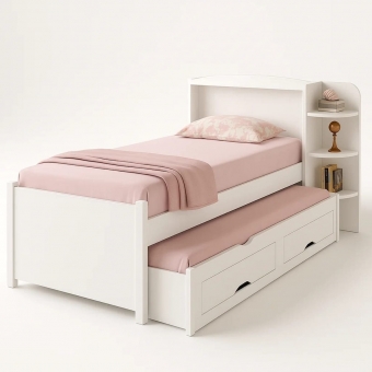 Cama Solteiro Denver Plus com Auxiliar e 2 Gavetas