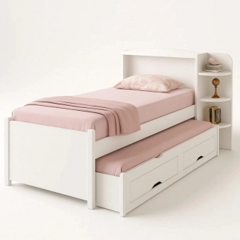 Cama Solteiro Denver Plus com Auxiliar e 2 Gavetas