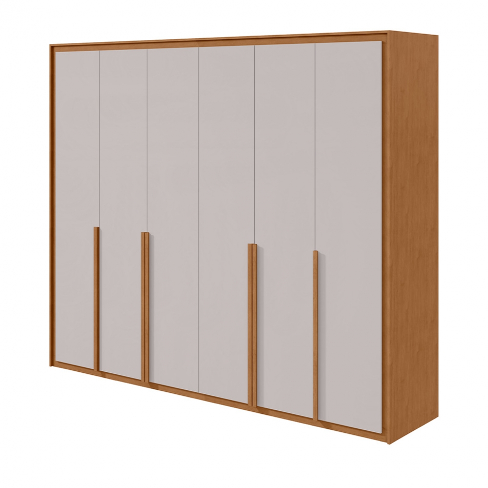Guarda-Roupa Casal Virtus 6 Portas e 6 Gavetas 100% MDF - Amêndoa/Off White