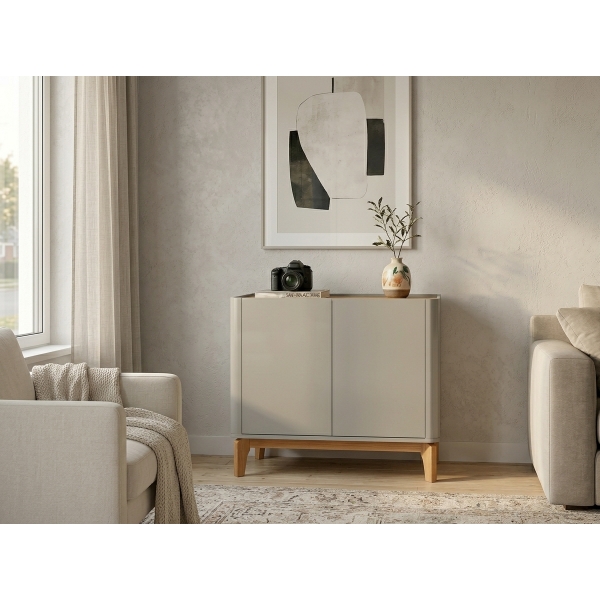 Balcão Buffet 2 Portas Flay - Off White/Cinamomo