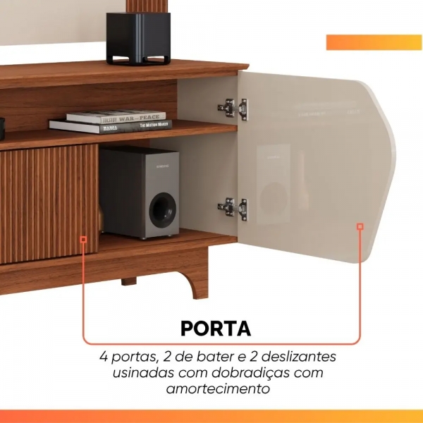 Rack com Painel Olga 1.83m para TV até 75 - Bali/Cedro