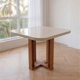 Mesa de Jantar 4 Lugares Segovia Tampo de Vidro