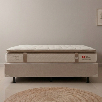 Conjunto Cama Box Casal York 1,38m Palha