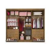 Guarda-Roupa Casal Ripado Columbus 6 Portas 6 Gavetas - Cinamomo/Off White