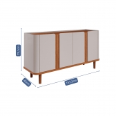 Buffet Charlotte 1.53m 4 Portas Ripadas e Dobradiça Soft Close - Off White/Cinamomo