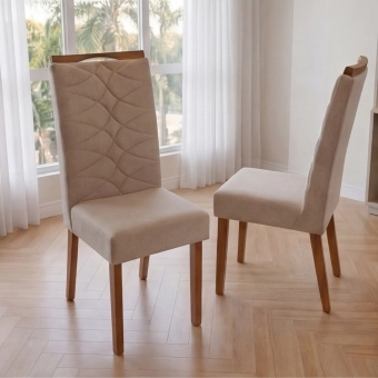Kit 2 Cadeiras para Sala de Jantar em Madeira Maciça Évora