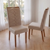 Kit 2 Cadeiras para Sala de Jantar em Madeira Maciça Évora - Linho Bege