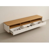 Rack Begonia 2.60m MDF e Pés em Madeira Maciça - Off White/Nature