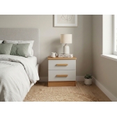 Mesa de Cabeceira Atlanta 2 Gavetas Branco - Cinamomo/Off White