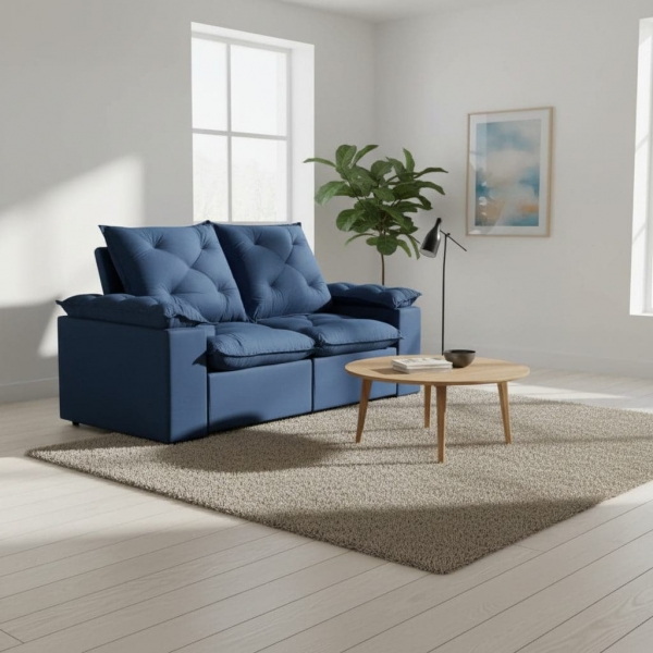 Sofá Retrátil e Reclinável Grécia com Pillow Top - Azul