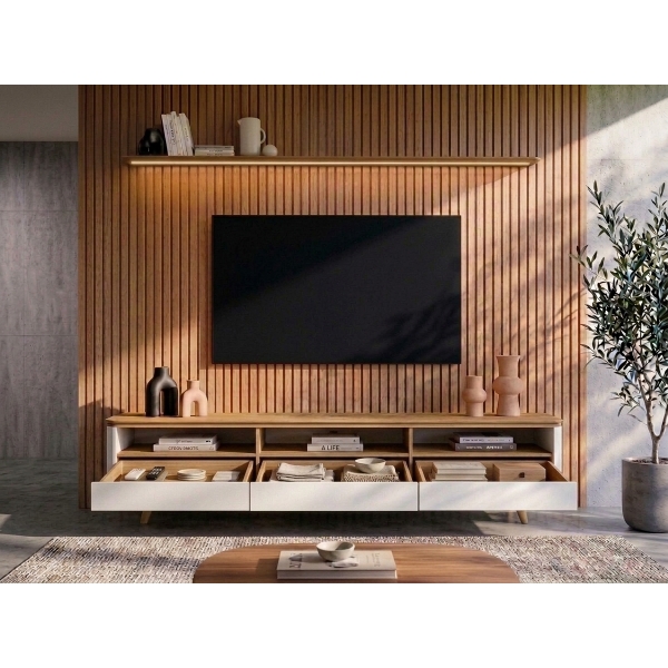 Conjunto Sala de Estar Trevo Begônia Nature Vezzo Móveis