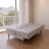 Sofá-Cama 3 Lugares Madrid Reclinável com Espuma D26 - Linho