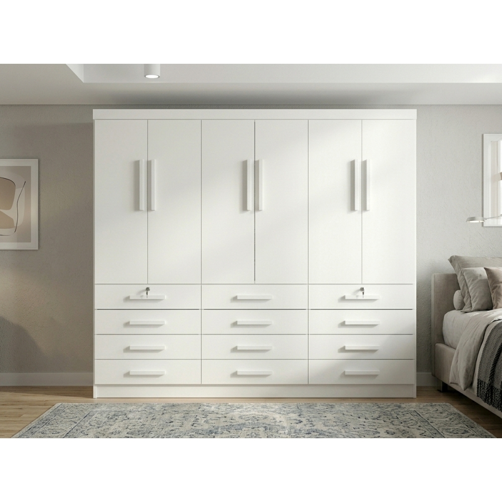 Guarda-Roupa Casal Austin Plus 6 Portas e 12 Gavetas - Branco